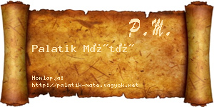 Palatik Máté névjegykártya